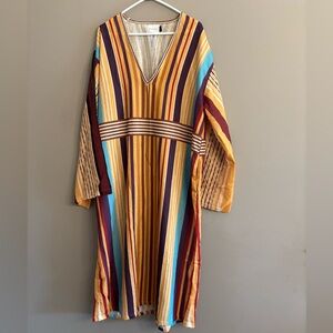 Vibrant Multicolor Striped Long Sleeve Dress